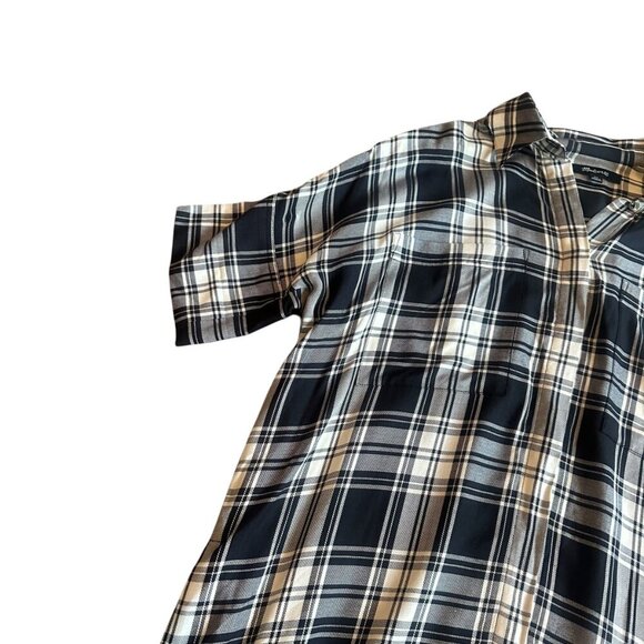 Madewell Black Plaid Shirt Dress Mini Length Short Sleeve Size XS Women's - Picture 3 of 11
